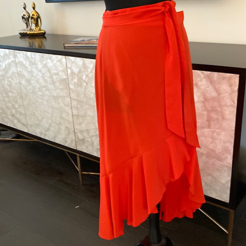 Intermix silk wrap skirt